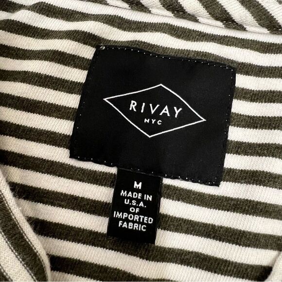RIVAY NY Medium Stripes Ling sleeve stripes top sweatshirt dark gray and white - Picture 4 of 11